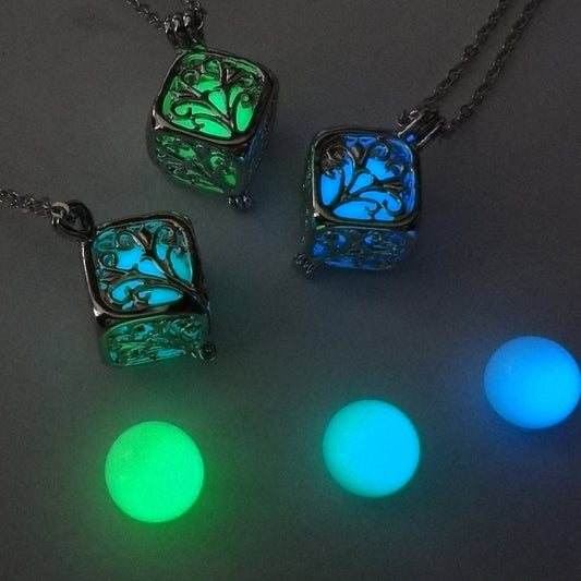 Glow-in-the-dark Cube cuboid hollow-out diy necklace