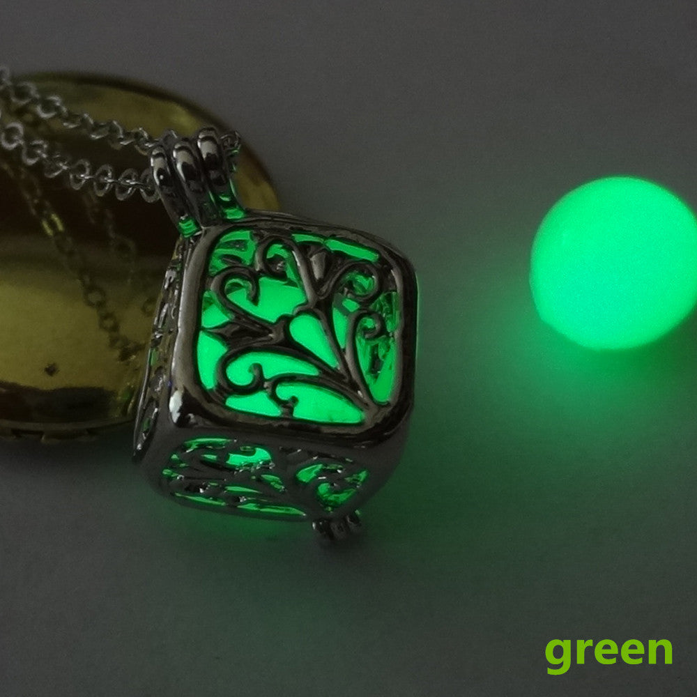 Glow-in-the-dark Cube cuboid hollow-out diy necklace