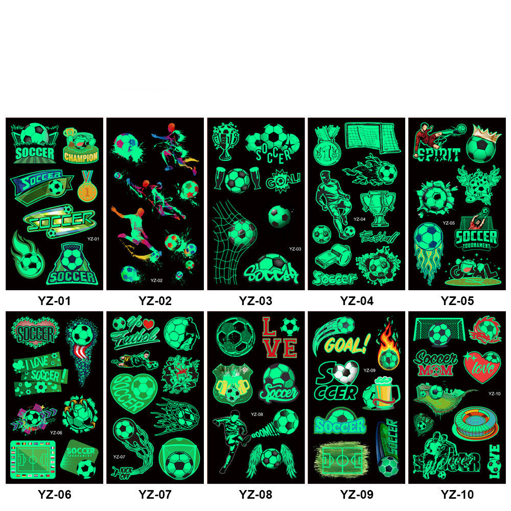 Glow-in-the-dark Waterproof Soccer Pattern Tattoo Stickers