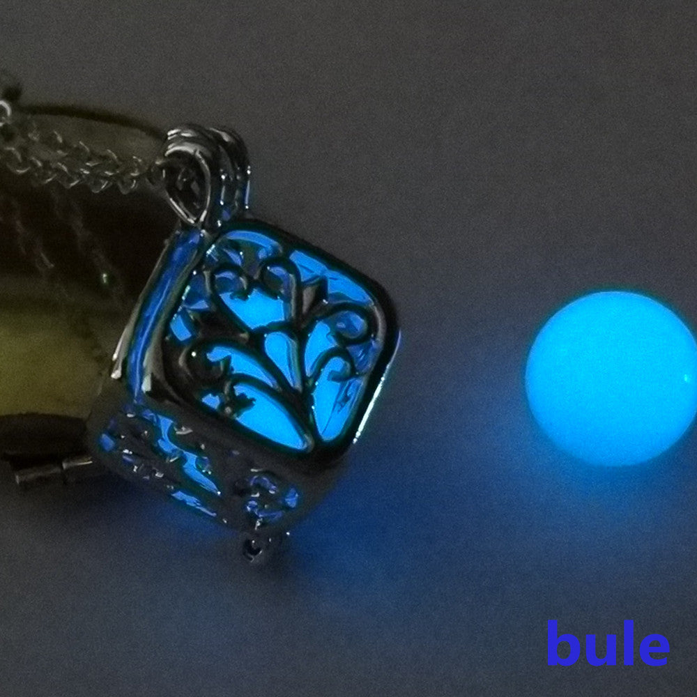 Glow-in-the-dark Cube cuboid hollow-out diy necklace