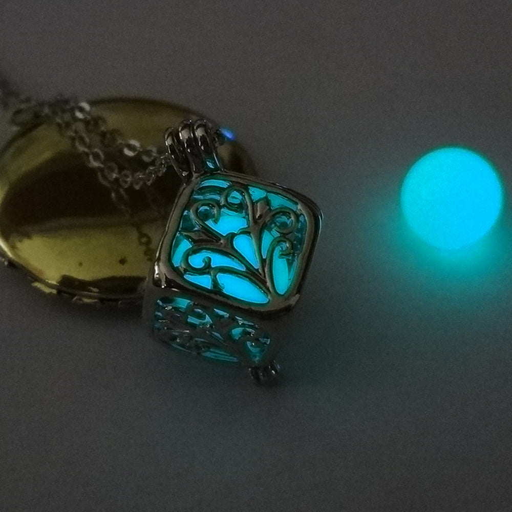 Glow-in-the-dark Cube cuboid hollow-out diy necklace